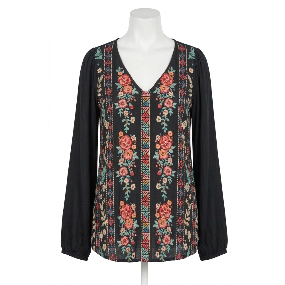 NEW ANDREE BY UNIT floral embroidered blouse in black